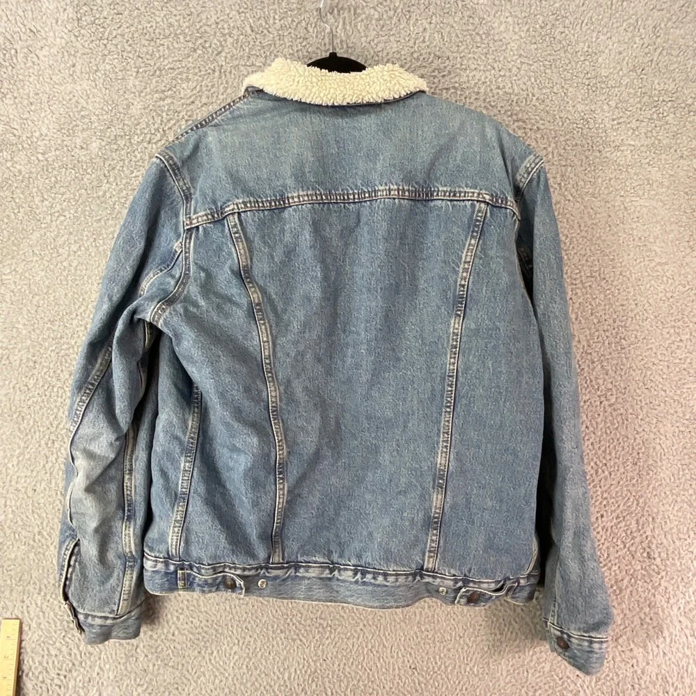 Levis Sherpa Lined Trucker Jacket Mens L Blue Excellent Denim Type 3 Coat - Picture 6 of 12